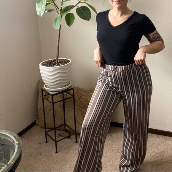 Pants - Striped wide legged pants